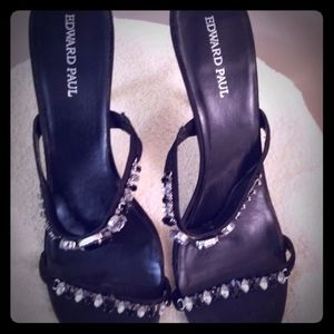 Black cocktail slip-on heels